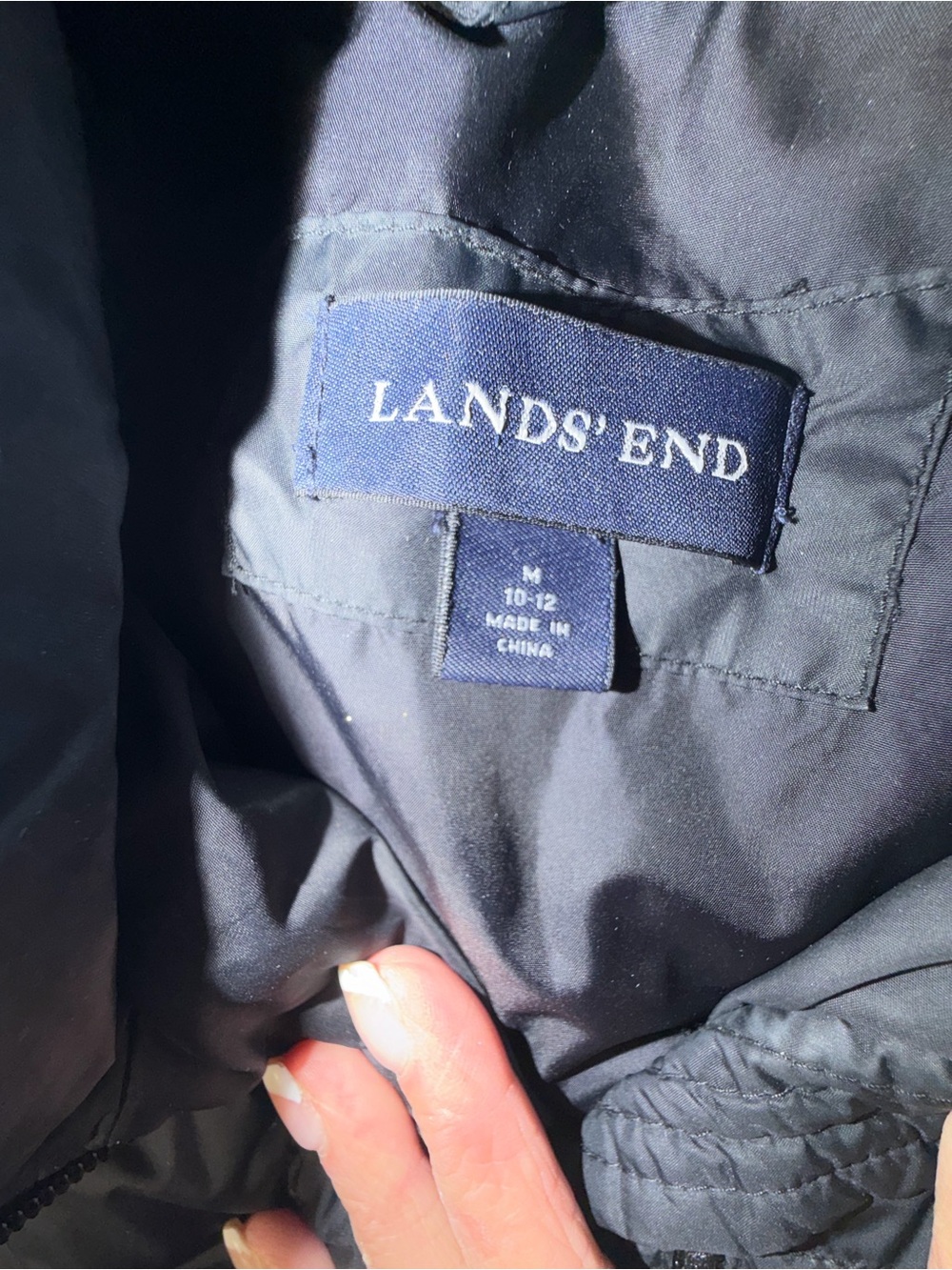 Lands End Goosedown Long Black Quilted Puffer Coat Womens Sz Med - Picture 13 of 14